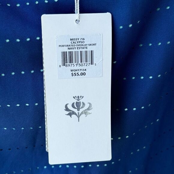 LADY HAGEN Blue Eyelet Turquoise Lined Athleisure Skort Size 16 NWT - Picture 12 of 12